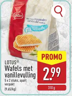 ALDI Lotus Wafels met Vanillevulling aanbieding