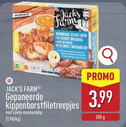 ALDI Jack's Farm Gepaneerde Kippenborstfiletreepjes aanbieding