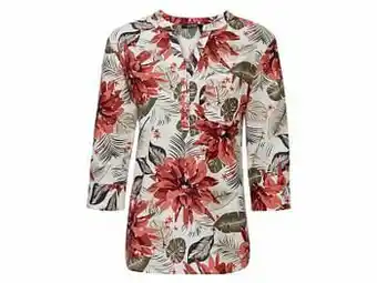 Lidl ESMARA® Blouse met driekwartsmouwen van een linnenmix (42, wit/print) aanbieding