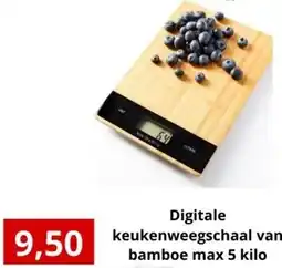 NH Market Digitale keukenweegschaal van bamboe aanbieding