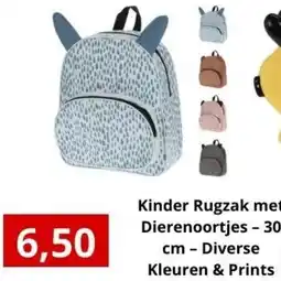 NH Market Kinder Rugzak Met Dierenoortjes aanbieding