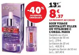 Super U Soin Visage Revitalift Filler ou Vitamine C L'Oreal Paris aanbieding