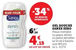 Super U Gel Douche Sanex Zero aanbieding
