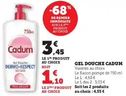 Super U Gel Douche Cadum aanbieding