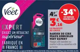 Super U Bandes De Cire Peaux Sensibles Veet Expert aanbieding