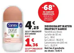 Super U Deodorant Natur Protect Sanex aanbieding