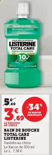 Super U Bain De Bouche Total Care Listerine aanbieding
