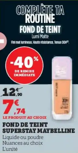 Super U Fond de teint superstay maybelline aanbieding