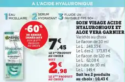 Super U Soin visage acide hyaluronique et aloe vera garnier aanbieding