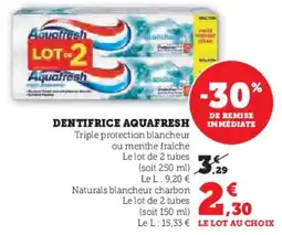 Super U Dentifrice Aquafresh aanbieding