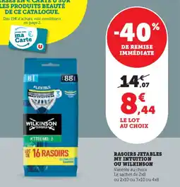 Super U Rasoirs Jetables My Intuition ou Wilkinson aanbieding
