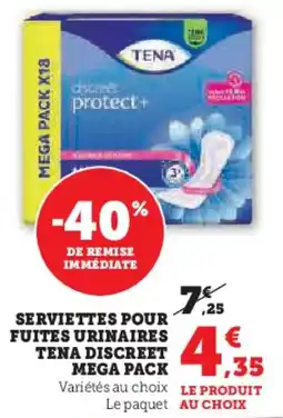 Super U Serviettes pour fuites urinaires tena discreet mega pack aanbieding