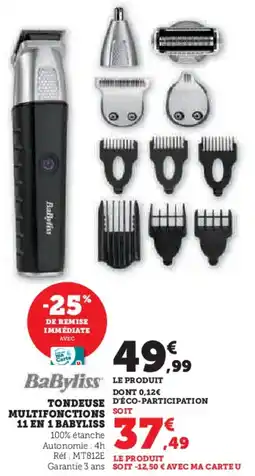 Super U Tondeuse multifonctions 11 en 1 babyliss aanbieding