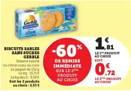 Super U Biscuits sables sans sucres gerble aanbieding