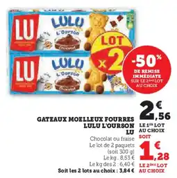 Super U Gateaux Moelleux Fourres Lulu L'Ourson Lu aanbieding