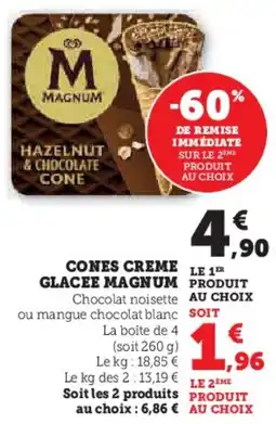 Super U Cones Creme Glacee Magnum aanbieding
