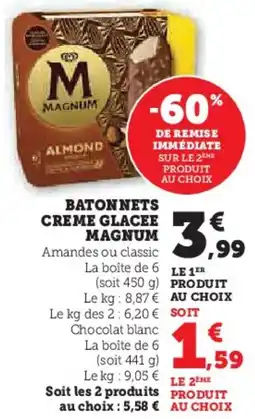 Super U Batonnets Creme Glacee Magnum aanbieding