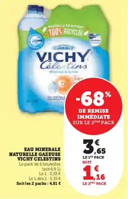 Super U Eau Minerale Naturelle Gazeuse Vichy Celestins aanbieding