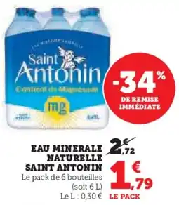 Super U Eau minerale naturelle saint antonin aanbieding