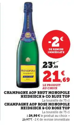 Super U Champagne AOP Brut Monopole Heidsieck & Co Blue Top aanbieding