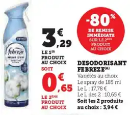 Super U Desodorisant Febreze aanbieding