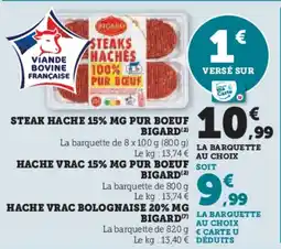 Super U Steak Hache 15% MG Pur Boeuf Bigard aanbieding
