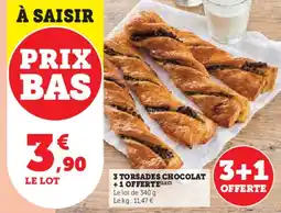 Super U 3 Torsades Chocolat +1 Offerte aanbieding