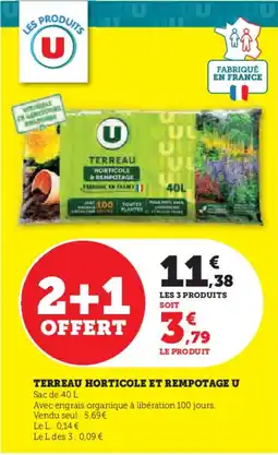 Super U Terreau horticole et rempotage U aanbieding