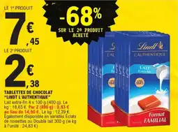 E.Leclerc Tablettes de Chocolat Lindt L'Authentique aanbieding