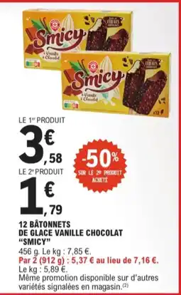 E.Leclerc 12 bâtonnets de glace vanille chocolat smicy aanbieding