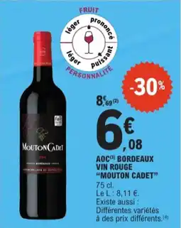 E.Leclerc AOC bordeaux vin rouge mouton cadet aanbieding