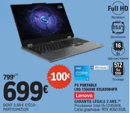 E.Leclerc PC portable LOQ 15IAX9E 83LK00B4FR Lenovo aanbieding