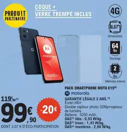 E.Leclerc Motorola pack smartphone moto E15 aanbieding
