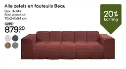 Leen Bakker Alle zetels en fauteuils Beau aanbieding