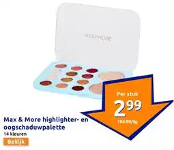 Action Max & More highlighter- en oogschaduwpalette aanbieding