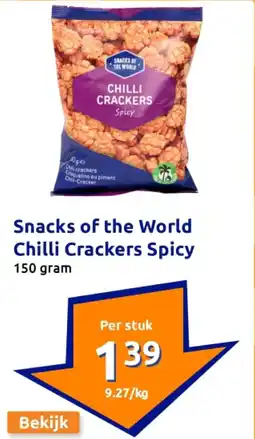 Action Snacks of the World Chilli Crackers Spicy aanbieding