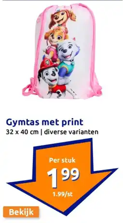 Action Gymtas met print aanbieding