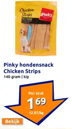 Action Pinky hondensnack Chicken Strips aanbieding
