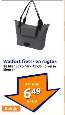 Action Walfort fiets- en rugtas aanbieding