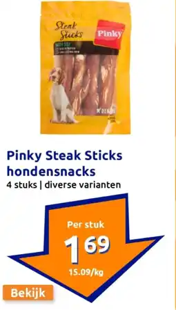 Action Pinky Steak Sticks hondensnacks aanbieding