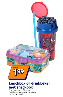 Action Lunchbox of drinkbeker met snackbox aanbieding