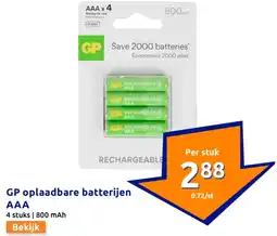 Action GP oplaadbare batterijen AAA aanbieding