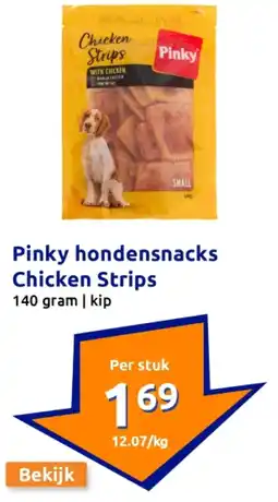 Action Pinky hondensnacks Chicken Strips aanbieding