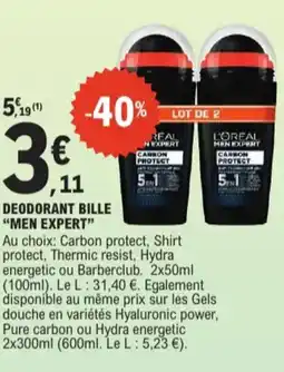 E.Leclerc L'oreal men expert deodorant bille aanbieding