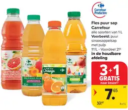 Carrefour Fles puur sap Carrefour aanbieding
