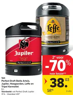Carrefour Vat Perfect Draft Stella Artois, Jupiler, Hoegaarden, Leffe en Tripel Karmeliet aanbieding