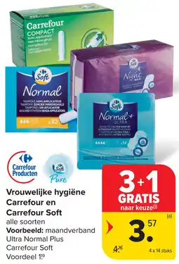 Carrefour Vrouwelijke hygiëne Carrefour en Carrefour Soft aanbieding