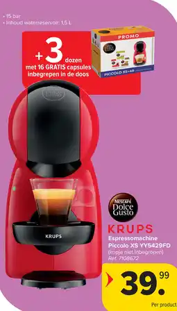 Carrefour Krups Espressomachine Piccolo XS YY5429FD aanbieding