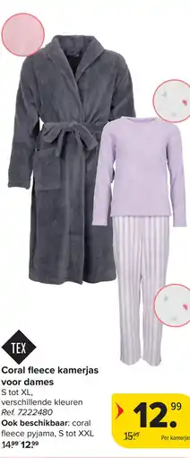 Carrefour Tex Coral fleece kamerjas voor dames aanbieding