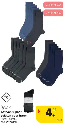 Carrefour Basic Set van 6 paar sokken voor heren aanbieding